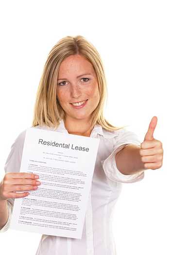 woman with a rental agreement in english