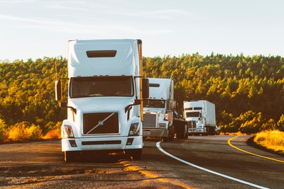 semi trucks in a row
