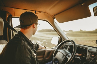 man driving van